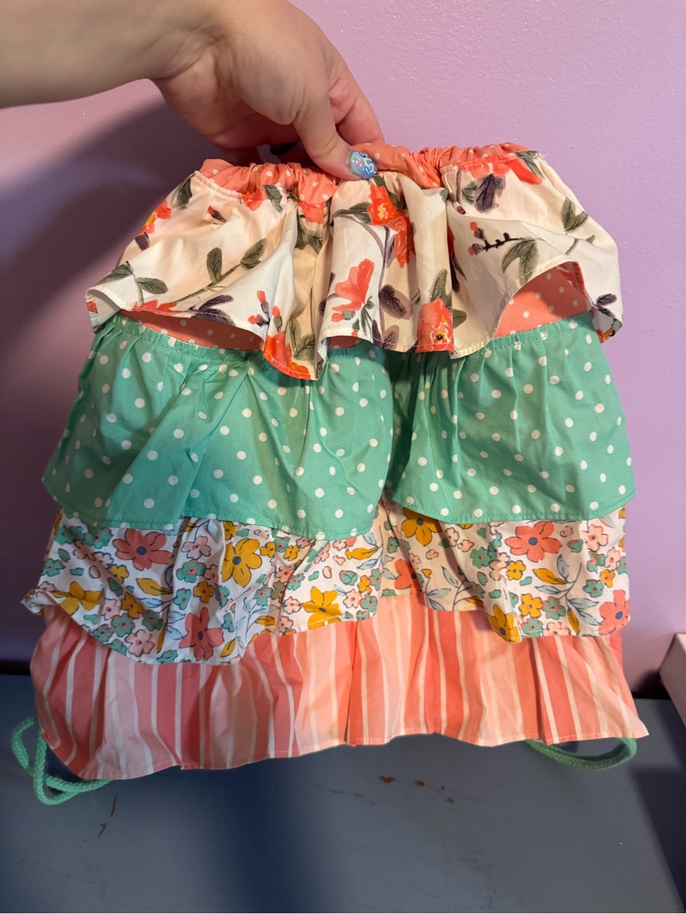 Matilda Jane Coral Polka Dot Dress with Mint Trim